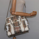 BURBERRY Nova Check Tote Bag PVC Leather 2way Beige Gold Auth 147477-24
