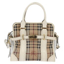 BURBERRY Nova Check Tote Bag PVC Leather 2way Beige Gold Auth 147477-13