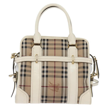 BURBERRY Nova Check Tote Bag PVC Leather 2way Beige Gold Auth 147477 - 0