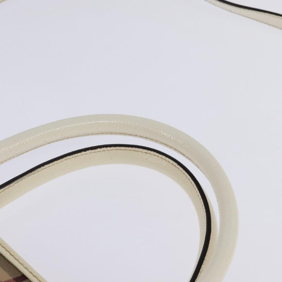 BURBERRY Nova Check Tote Bag PVC Leather 2way Beige Gold Auth 147477