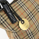 BURBERRY Nova Check Tote Bag Canvas Beige Gold Auth 147478-18