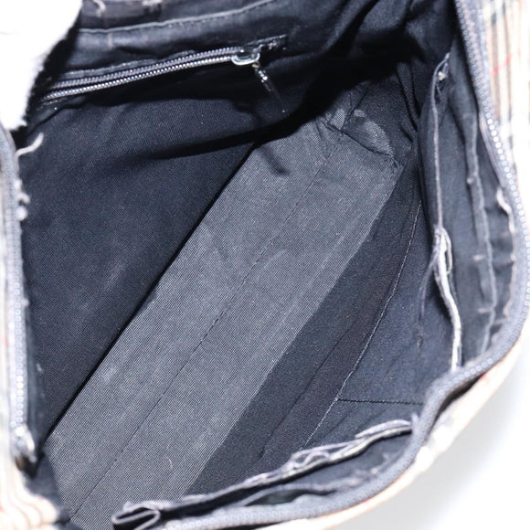 BURBERRY Nova Check Tote Bag Canvas Beige Gold Auth 147478