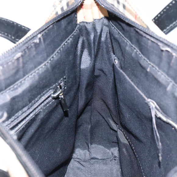 BURBERRY Nova Check Tote Bag Canvas Beige Gold Auth 147478