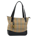BURBERRY Nova Check Tote Bag Canvas Beige Gold Auth 147478-1