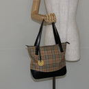 BURBERRY Nova Check Tote Bag Canvas Beige Gold Auth 147478-23
