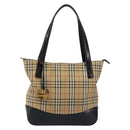 BURBERRY Nova Check Tote Bag Canvas Beige Gold Auth 147478-13