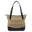 BURBERRY Nova Check Tote Bag Canvas Beige Gold Auth 147478-2