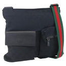 GUCCI GG Canvas Web Sherry Line Shoulder Bag Black Silver 169937 Auth 147480-1