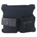 GUCCI GG Canvas Web Sherry Line Shoulder Bag Black Silver 169937 Auth 147480-13