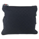 GUCCI GG Canvas Web Sherry Line Shoulder Bag Black Silver 169937 Auth 147480-2