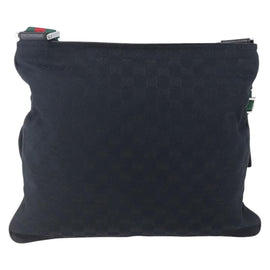 GUCCI GG Canvas Web Sherry Line Shoulder Bag Black Silver 169937 Auth 147480 - 0