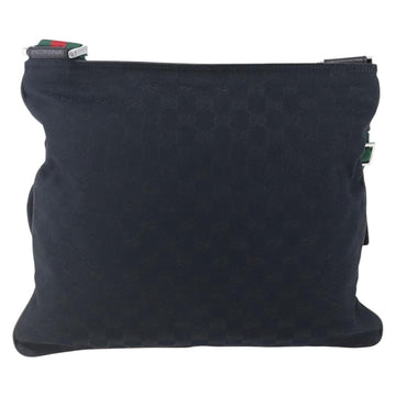 GUCCI GG Canvas Web Sherry Line Shoulder Bag Black Silver 169937 Auth 147480 - 0