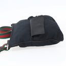 GUCCI GG Canvas Web Sherry Line Shoulder Bag Black Silver 169937 Auth 147480-3