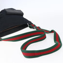 GUCCI GG Canvas Web Sherry Line Shoulder Bag Black Silver 169937 Auth 147480-7