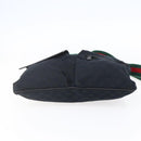 GUCCI GG Canvas Web Sherry Line Shoulder Bag Black Silver 169937 Auth 147480-5