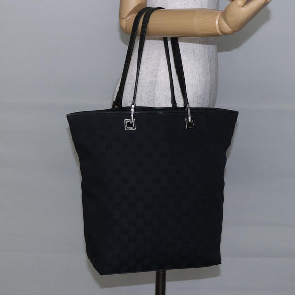 GUCCI GG Canvas Tote Bag Black Silver 31243 Auth 147481