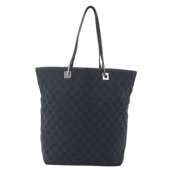GUCCI GG Canvas Tote Bag Black Silver 31243 Auth 147481