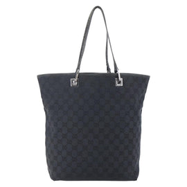 GUCCI GG Canvas Tote Bag Black Silver 31243 Auth 147481 - 0
