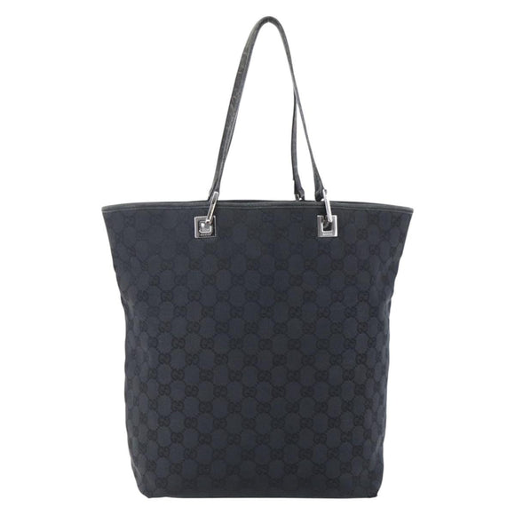 GUCCI GG Canvas Tote Bag Black Silver 31243 Auth 147481