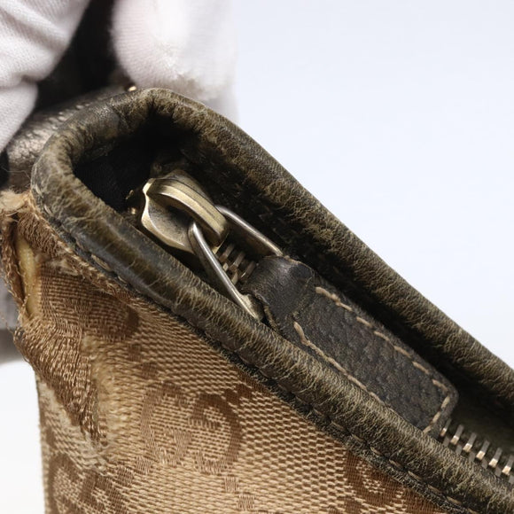 GUCCI GG Canvas Abbey Shoulder Bag Beige Gold 130738 Auth 147482