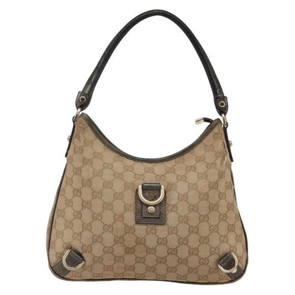 GUCCI GG Canvas Abbey Shoulder Bag Beige Gold 130738 Auth 147482