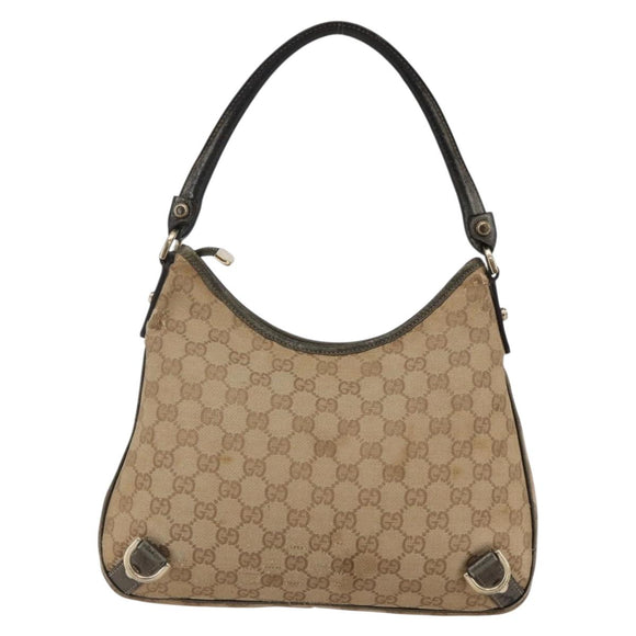 GUCCI GG Canvas Abbey Shoulder Bag Beige Gold 130738 Auth 147482