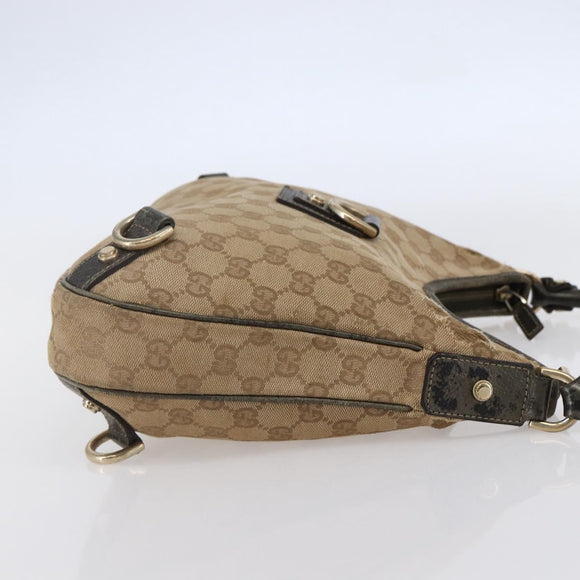 GUCCI GG Canvas Abbey Shoulder Bag Beige Gold 130738 Auth 147482