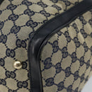 GUCCI GG Canvas Sherry Line Boston Bag 2way Navy Gold 247205 Auth 147483-16