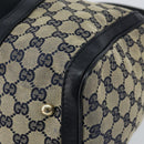 GUCCI GG Canvas Sherry Line Boston Bag 2way Navy Gold 247205 Auth 147483-18