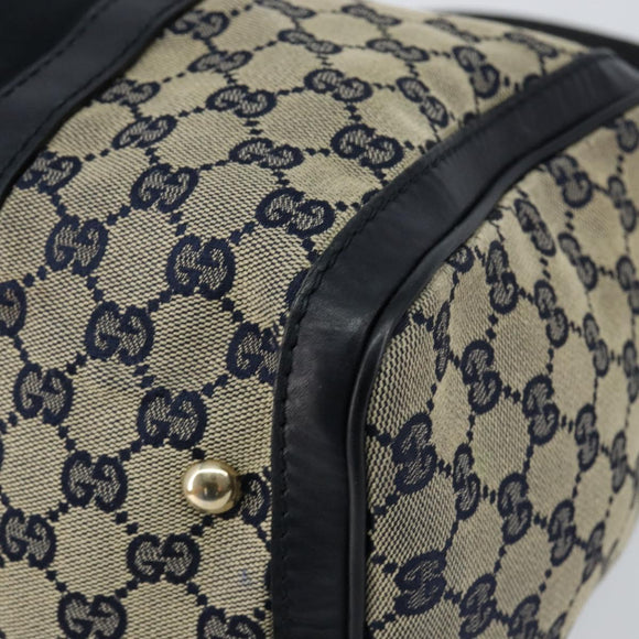 GUCCI GG Canvas Sherry Line Boston Bag 2way Navy Gold 247205 Auth 147483