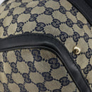 GUCCI GG Canvas Sherry Line Boston Bag 2way Navy Gold 247205 Auth 147483-9