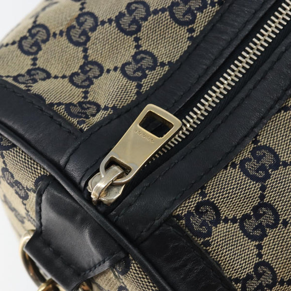 GUCCI GG Canvas Sherry Line Boston Bag 2way Navy Gold 247205 Auth 147483