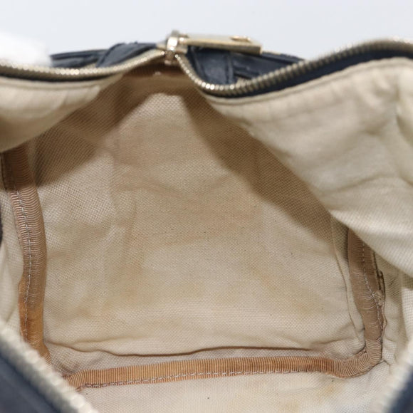 GUCCI GG Canvas Sherry Line Boston Bag 2way Navy Gold 247205 Auth 147483