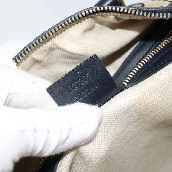 GUCCI GG Canvas Sherry Line Boston Bag 2way Navy Gold 247205 Auth 147483