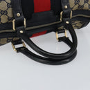 GUCCI GG Canvas Sherry Line Boston Bag 2way Navy Gold 247205 Auth 147483-7