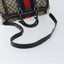 GUCCI GG Canvas Sherry Line Boston Bag 2way Navy Gold 247205 Auth 147483-8