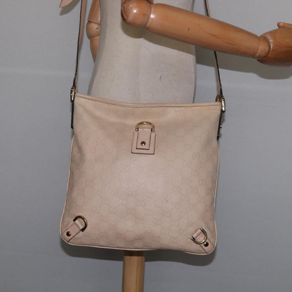 GUCCI GG Canvas Guccissima Abbey Bag Leather Beige Gold 131326 Auth 147484
