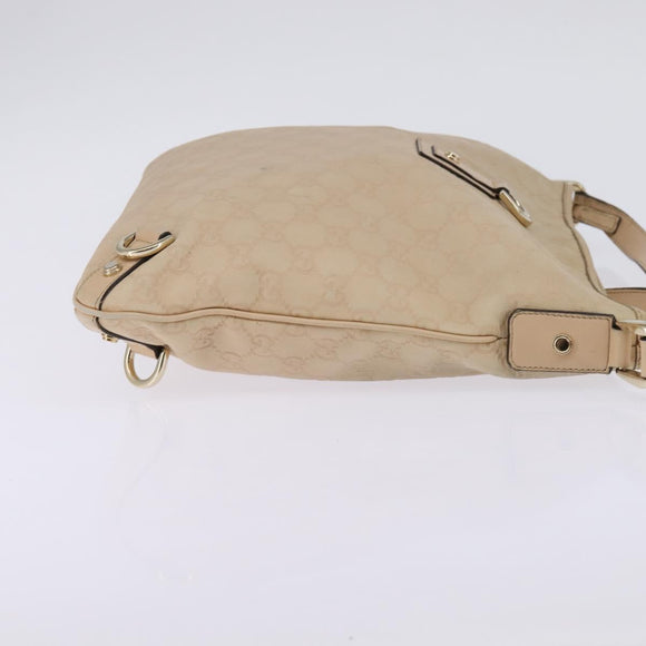 GUCCI GG Canvas Guccissima Abbey Bag Leather Beige Gold 131326 Auth 147484