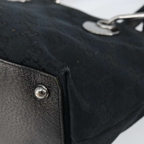 GUCCI GG Canvas Hand Bag Black Silver 120844 Auth 147485