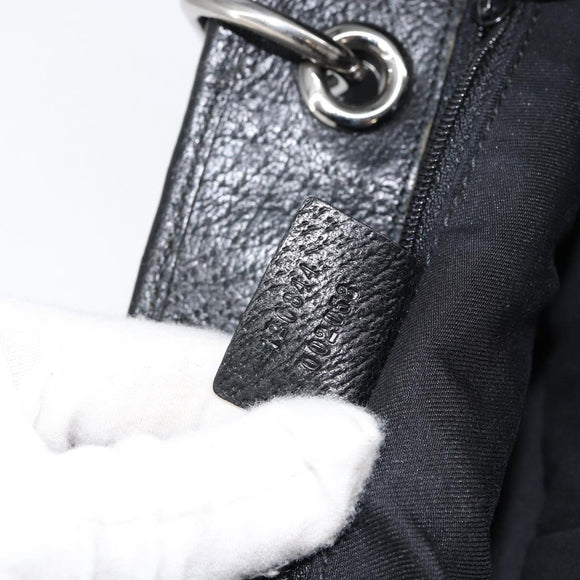 GUCCI GG Canvas Hand Bag Black Silver 120844 Auth 147485