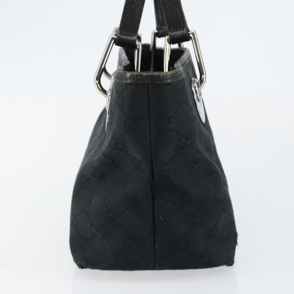 GUCCI GG Canvas Hand Bag Black Silver 120844 Auth 147485