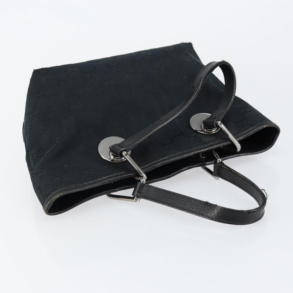 GUCCI GG Canvas Hand Bag Black Silver 120844 Auth 147485
