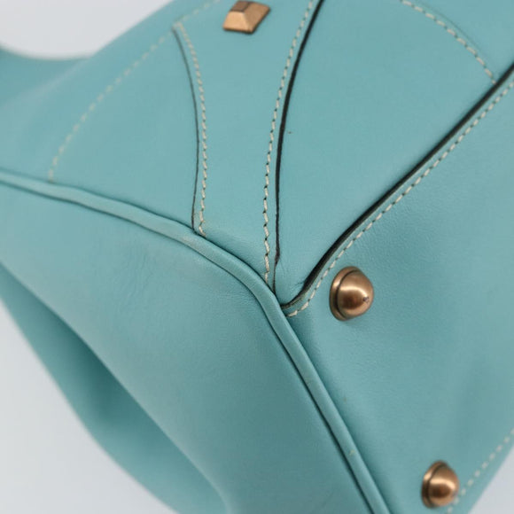 GUCCI New Jerky Shoulder Bag Leather Blue Gold 124407 Auth 147486