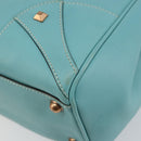 GUCCI New Jerky Shoulder Bag Leather Blue Gold 124407 Auth 147486-15