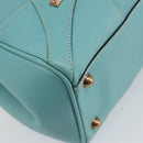 GUCCI New Jerky Shoulder Bag Leather Blue Gold 124407 Auth 147486-16