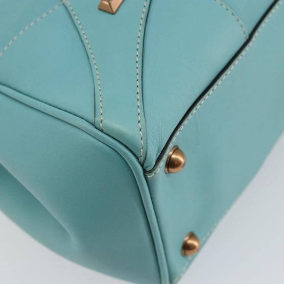 GUCCI New Jerky Shoulder Bag Leather Blue Gold 124407 Auth 147486