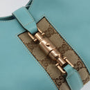 GUCCI New Jerky Shoulder Bag Leather Blue Gold 124407 Auth 147486-17