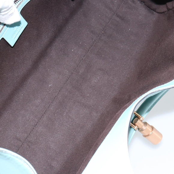 GUCCI New Jerky Shoulder Bag Leather Blue Gold 124407 Auth 147486