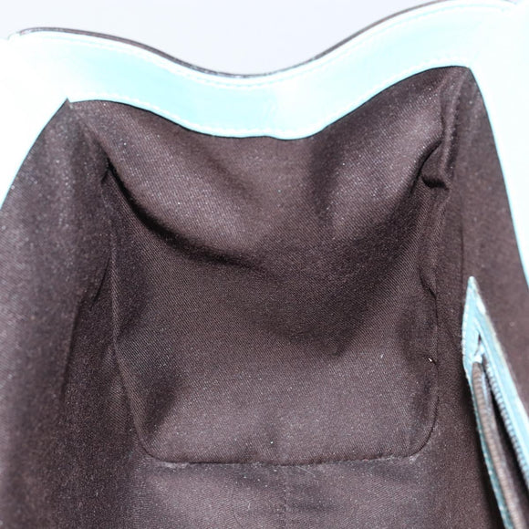 GUCCI New Jerky Shoulder Bag Leather Blue Gold 124407 Auth 147486