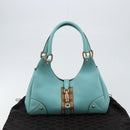 GUCCI New Jerky Shoulder Bag Leather Blue Gold 124407 Auth 147486-12